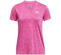 Under Armour Tech Manches Courtes col en V-Twist, T-Shirt Femme col V Confortable et au séchage Rapide, T-Shirt de Sport Respirant, Femmes, Super Pink/White, L, Super Pink/White, MD