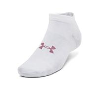 Under Armour UA Essential Low Cut 3pk Chaussettes de sport invisibles pour hommes et femmes, chaussettes courtes unisexes, couleur blanc/blanc/rose