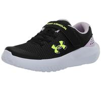 Under Armour UA GPS Surge 4 AC Baskets pour filles, chaussures de sport confortables et légères, noir/mauve clair/jaune fluo