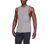 Under Armour UA Left Chest Cut Off Tank Veste, Acier Clair chiné/Noir, M Homme
