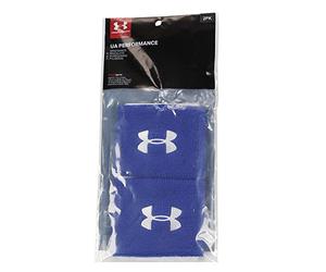 Under Armour UA Lot de 2 Bracelets de Performance pour Homme Bleu OSFA 7,6 cm