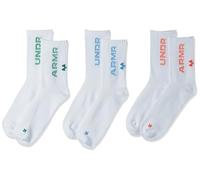 Under Armour Unisex UA 3-Maker 3-Pack Mid-Crew Socks Chaussettes, Blanc/Blanc/Bleu Ether, XL Mixte