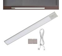 Under Cabinet Lights - Aluminum, Night Light Bar Rechargeable | Magnetic Motion Sensor LED Strip, Dimmable 3-Color Under-Cabinet Fixture For Kitchen, Wardrobe, Bedroom, Stair, Drawer, Bar, Storage