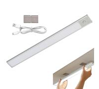 Under Cabinet Lights - Aluminum, Night Light Bar Rechargeable | Magnetic Motion Sensor LED Strip, Dimmable 3-Color Under-Cabinet Fixture For Kitchen, Wardrobe, Bedroom, Stair, Drawer, Bar, Storage