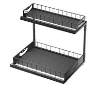 Under Cabinet Pull Out Shelves - 2 niveaux Sliding Organizer, Space Saving Kitchen Bathroom Storage, Durable Pull Out Shelf, Easy Installation, Multi Purpose Under Cabinet Rack | Home Organization For