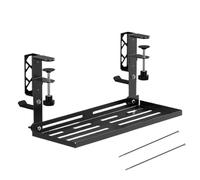 Under Desk Cable Management Tray - Clamp Mount Organizer for Wire Storage Setup | 15.63 inch Metal No Drill Design, Space Saving Cord Holder for Home Office Gamings Desk Workstation Setup