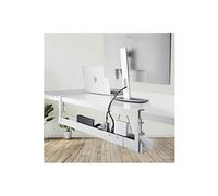 StarTech.com Under Desk Cable Management Tray, Length Adjustable, Clamp-on Installation, No Drilling Required, White