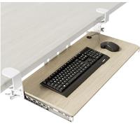 Under Desk Pull Out Keyboard Tray with Extra Sturdy C-Mount System, 10.7" (32.5" including clamps) x 11", Sliding Platform for Typing on Computer