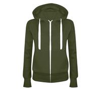 Under Garment Manteau de sport décontracté à capuche et fermeture éclair pour femme Couleur unie, vert militaire, S