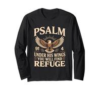 Under His Wings You Will Find Refuge Psaume 91:4 Manche Longue