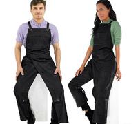 Under NY Sky Tablier gris poterie - Couverture intégrale croisée, denim durable, renforcement en cuir et jambes fendues - Réglable pour homme et femme - Pro Pottery Artist, mécanicien