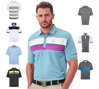 Under Par Hommes Golf Pro Quality T-Shirt Polo Respirant évacuant l’humidité à séchage Rapide, 1892 - Bleu Ciel/Mauve mûre, S