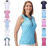 Under Par Polo de Golf sans Manches et Manches de qualité Professionnelle pour Femme 5 Styles 10 Couleurs S Style 1825 - Bleu été/Noir.