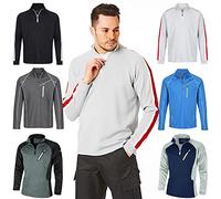 Under Par UPMID1726 Pull à col zippé pour hommes Pull Respirant Évacuation de l’humidité Golf Mid Layer Top, Gris orage/Rouge, M