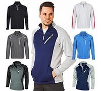 Under Par UPTOP1719 Pull à col zippé pour hommes Pull Respirant Évacuation de l’humidité Golf Mid Layer Top, Bleu marine/Gris tempête, M