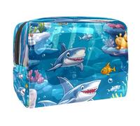 Under Sea Sharks Fish Cosmetic Bag for Women Travel Toiletry Bags Large PVC Makeup Pouch Organizer Handy Pouch Organizer with Zipper, multicolore, 18.5x7.5x13cm/7.3x3x5.1in, Trousse de toilette