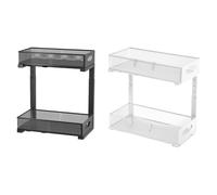 Under Sink Organizer, 2 Tier Adjustable Storage Rack, Height Space Saver Shelf, Sturdy Slide Out Design, 1 Piece, for Kitchen, Pantry, Cupboard, Closet, Bathroom, Laundry Room, 19.69x15.67x8.07inch,