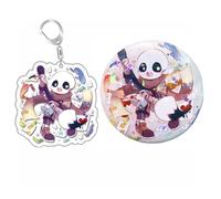 Under Tale Badge Porte Clés 2 Pièces, Jeux Figurine sans Papyrus Frisk Flowey Keychain Pendentifs Deco, Acrylique Porte Clef Et Métal Pins Set (Multicolore-4)
