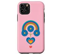Under The Rainbow Cœur Floral scandinave Milieu du siècle Coque pour iPhone 11 Pro