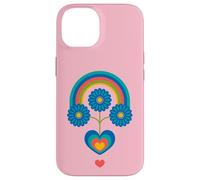 Under The Rainbow Cœur Floral scandinave Milieu du siècle Coque pour iPhone 14