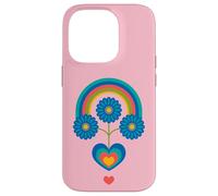 Under The Rainbow Cœur Floral scandinave Milieu du siècle Coque pour iPhone 14 Pro