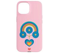 Under The Rainbow Cœur Floral scandinave Milieu du siècle Coque pour iPhone 15