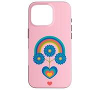 Under The Rainbow Cœur Floral scandinave Milieu du siècle Coque pour iPhone 16 Pro