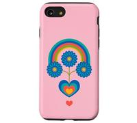 Under The Rainbow Cœur Floral scandinave Milieu du siècle Coque pour iPhone SE (2020) / 7/8