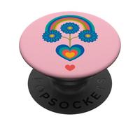 Under The Rainbow Cœur Floral scandinave Milieu du siècle PopSockets PopGrip Adhésif