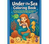 Under the Sea Coloring Book: 34 Pages of Cute Mermaids, Sea Animals & Ocean Adventures for Kids Ages 4-8