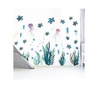 Under The Sea Wall Decals Sea Turtle Wall S Ocean Grass Colorful Seaweed Decal Bubbles Vinyl Wall Sea Wall Decoration Compatible with B