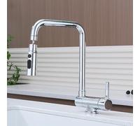 Under-the-Window Kitchen Faucet, Brass, Swivel, Single Hole, Single Handle, for Kitchen Sink, Brushed(Chrome Plated)