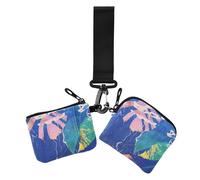 Under Water Leaves Art Lot de 2 porte-monnaie avec fermeture éclair et dragonne pour femme Bleu