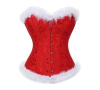 Underbust Bustier Femme Sexy Top Gothique Corset Rouge De Noël pour Femmes Imprimé Bustier Modelant Slim Body pour Fête De Noël Ventre Plat Grande Taille Corcet Noir Red L