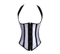 Underbust Corset Guêpière Taille Satin Stripe Formation Body Shaper Bustier Taille Vest Top Noir et Blanc M
