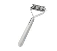 Undercoat Rake, Deshedding Comb, 7.56 Inches Size Double-Sided Grooming Tool, Comapct Metal Pet Supplies for Dogs Cats Medium Large Breeds Long Short Hair, Silver