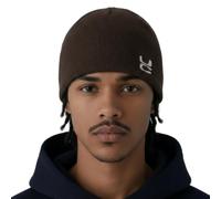 UNDERCONTROL Bonnet de pêcheur en Tricot pour Homme et Femme Style Unisexe Quatre Saisons sans Revers en mélange de Coton uni Motif tête de Mort Style coréen (FR/ES, Alpha/Lettres, M, L, Brown)