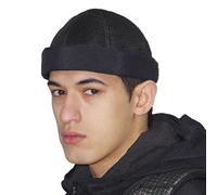 UNDERCONTROL Brimless Sailor Fisherman Leon Nylon Supplex UPF 40 Summer Mesh Hat Roulé Cuff No Visor Harbor Docker Tactical Buckle Beanie Skull Cap (Noir)
