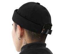 UNDERCONTROL Brimless Trawler Durable Cordura Leon Hat Outdoor Waterproof No Visor Harbor Docker Skull Cap Unisex Tactical Buckle léger pêcheur Beanie Corée (Noir)