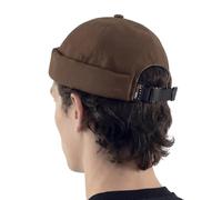 UNDERCONTROL Brimless Trawler Durable Cordura Leon Hat Outdoor Waterproof No Visor Harbor Docker Skull Cap Unisex Tactical Buckle léger pêcheur Beanie Corée (Marron)