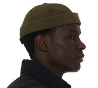 UNDERCONTROL Chapeau de pêcheur sans Bord coloré en Nylon Supplex UPF 40 Hydrofuge pour l'été, Revers roulé, sans visière, crâne, Docker, Boucle Tactique (Kaki)