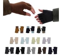 UNDERCONTROL Logo Label Unisexe Automne Hiver Extérieur Couleur Pastel Tricot Extensible Sans Doigts Demi-Doigt Chauffe-écran Tactile Saisie Texting Corée (PACK C BEIGE)