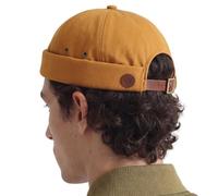 UNDERCONTROL Vintage Brimless Sailor Fisherman Leon Hat Roll Cuff Harbour No Visor Miki Skull Docker Leather Strap Beanie Cap pour Hommes et Femmes - Fabriqué en Corée - (Moutarde)