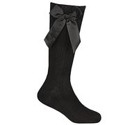 Undercover 2 Pairs Girls Cable Knee High Bow Socks 43B608 Black 12.5-3.5