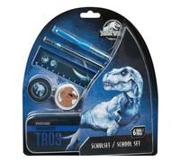Undercover 6600006458 - Jurassic World School Set - Jurassic World School Kit de, L'ensemble Comprend de la Laque, du Caoutchouc, du Taille-Crayon et du Stylo Gel