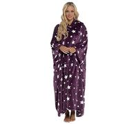 Undercover Couverture portative à capuche surdimensionnée extra longue, poncho à capuche ultra doux en polaire pour femme et homme, Violet étoiles, taille unique