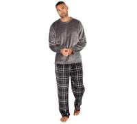 Undercover Ensemble de Pyjama de Qualité Premium en Polaire Douce pour Hommes, anthracite/noir, M