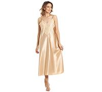 Undercover Femmes Satin & Deep Lace Chemise Long Chemise Chemise de Nuit Taille 10-28 N50 (44-46, Gold)