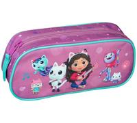 Undercover Gabbys Trousse à crayons pour maison de poupée, violet et turquoise, 22,5 x 9,5 x 9 cm, avec fermeture éclair, motif chat mignon