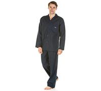 Undercover Haigman Pyjama traditionnel à manches longues en coton tissé facile d'entretien pour homme, Pois bleu marine, XL